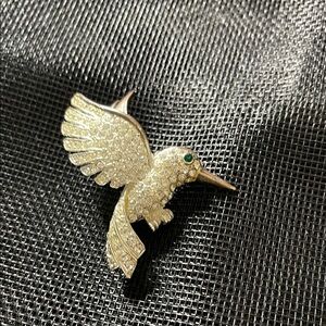 Elegant Gold and Green Bird Brooch